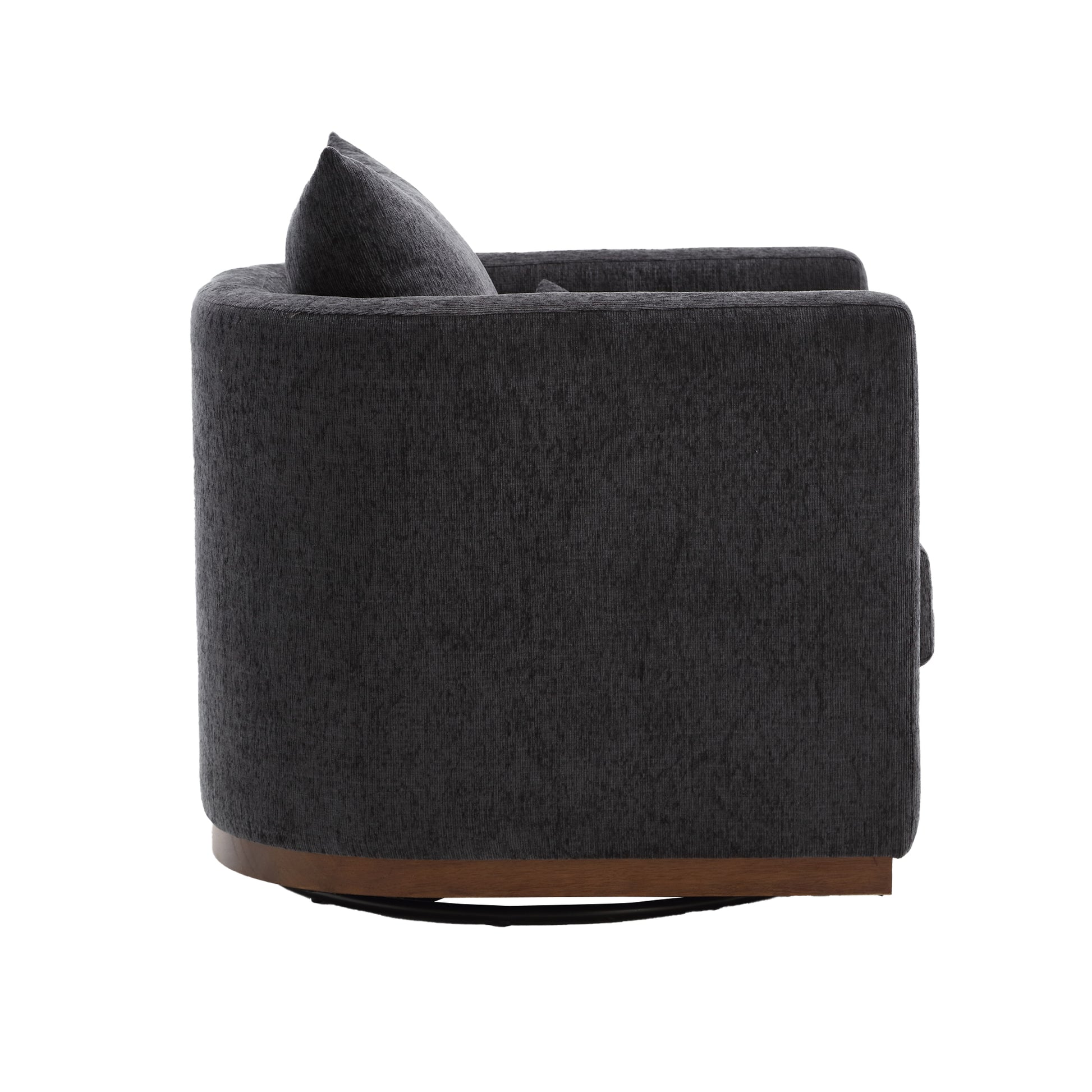 Coolmore Swivel Barrel Chair, Comfy Round Accent Sofa Chair For Living Room, 360 Degree Swivel Barrel Club Chair, Leisure Arm Chair For Nursery, Hotel, Bedroom, Office, Lounge Carbon Black Chenille Carbon Black Primary Living Space Foam Chenille