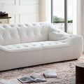 Wks10W White Sofa Withdurable Fabric, Solid Wood Frame, High Density Sponge Filler White Fabric 2 Seat