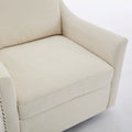 Cream White Fabric Swivel Rotating Accent Chair With Usb And Magazine Book For Living Room And Hotel Bed Room Cream White White Primary Living Space American Design,Classic,Modern Pine Foam Wood Fabric