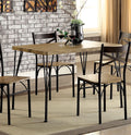 Dark Bronze Metal Kitchen 5Pc Dining Set Dining Table And 4X Side Chairs Paper Veneer X Cross Back Design Dining Room Furniture Metal Wood Natural Multi Seats 4 Metal Dining Room Solid Wood