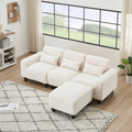 The 84.6 Inch Beige Teddy Fleece Creative Sofa Can Be Assembled Into A Two Seater Sofa Plus A Single Couch With Three Waist Pillows To Perfectly Stretch Your Waist For Small Apartment Bedroom Spaces Beige Polyester Blend 4 Seat