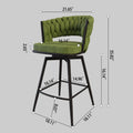 Bar Chair Suede Woven Bar Stool Set Of 4,Black Legs Barstools No Adjustable Kitchen Island Chairs,360 Swivel Bar Stools Upholstered Bar Chair Counter Stool Arm Chairs With Back Footrest, Green Metal Green Kitchen Dining Chairs Foam Technical Leather