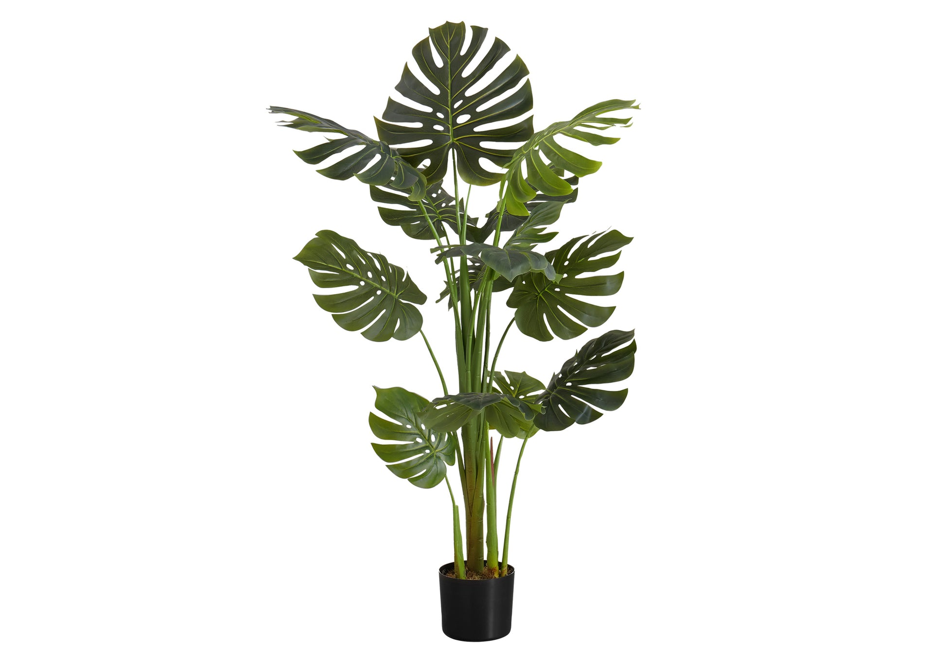 Artificial Plant, 55" Tall, Monstera Tree, Indoor, Faux, Fake, Floor, Greenery, Potted, Real Touch, Decorative, Green Leaves, Black Pot Green Plastic