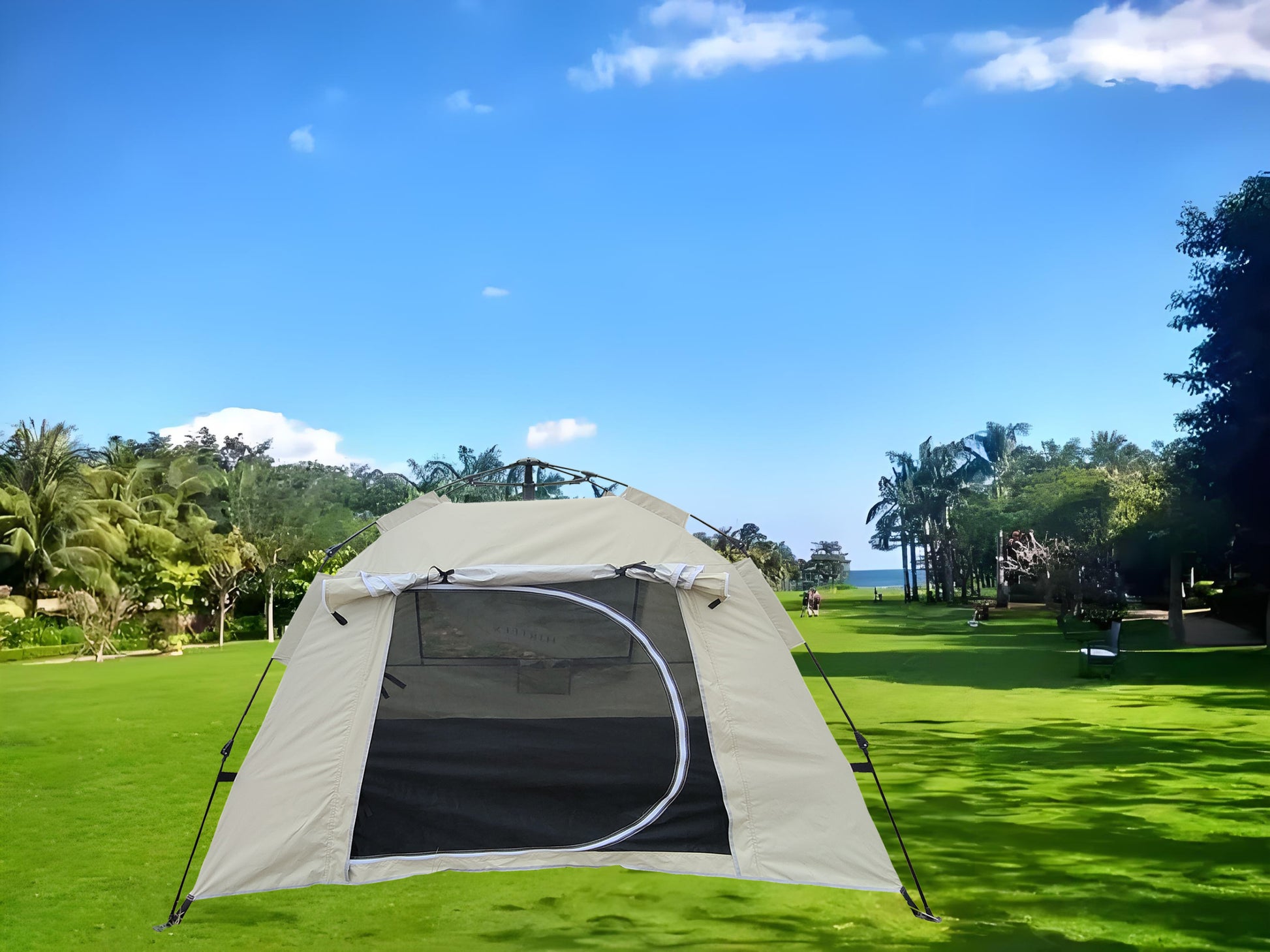 Tent, Quick Opening Automatic Tent, Waterproof And Uv Resistant Tent, Suitable For 2 3 People Camping, Picnic, Outdoor Travel Tent Beige Beige Classic Polyester