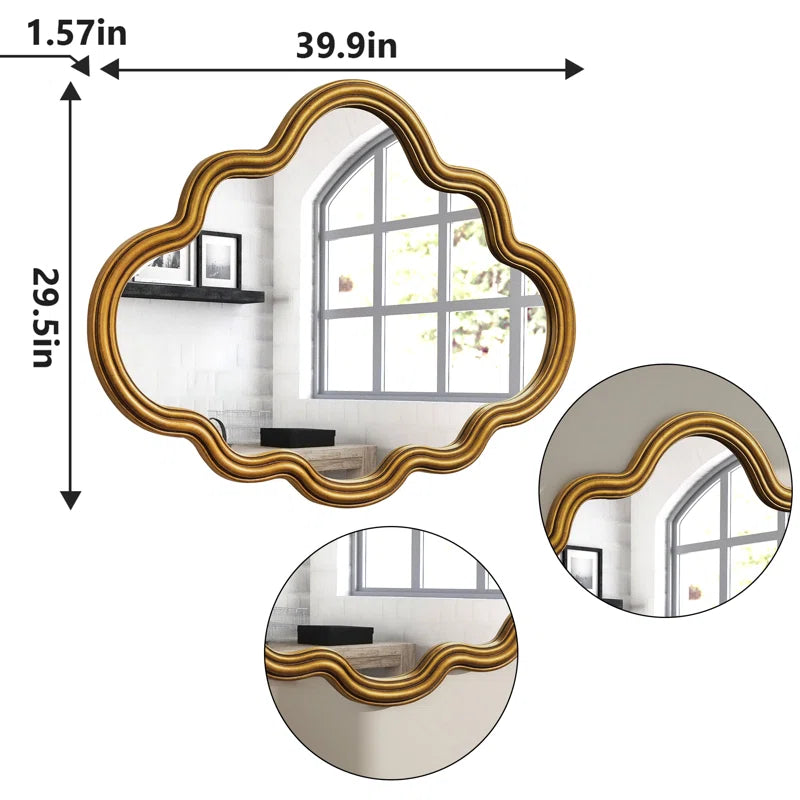 Cloud Shape Gold Wall Mirror Antique Gold Antique,Art Deco,Classic,Luxury,Vintage Mirror,Pu