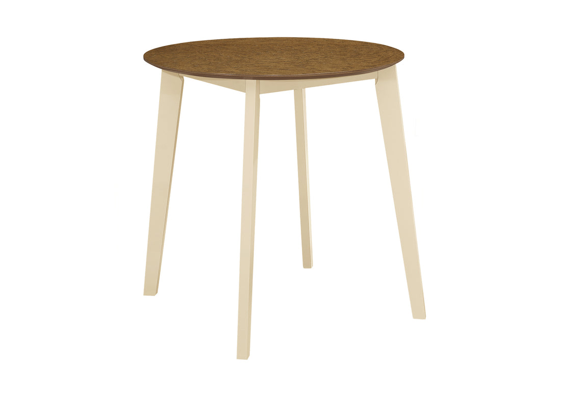 Dining Table, 30" Round, Small, Kitchen, Dining Room, Oak And Cream, Wood Legs, Transitional Cream Solid Wood Mdf