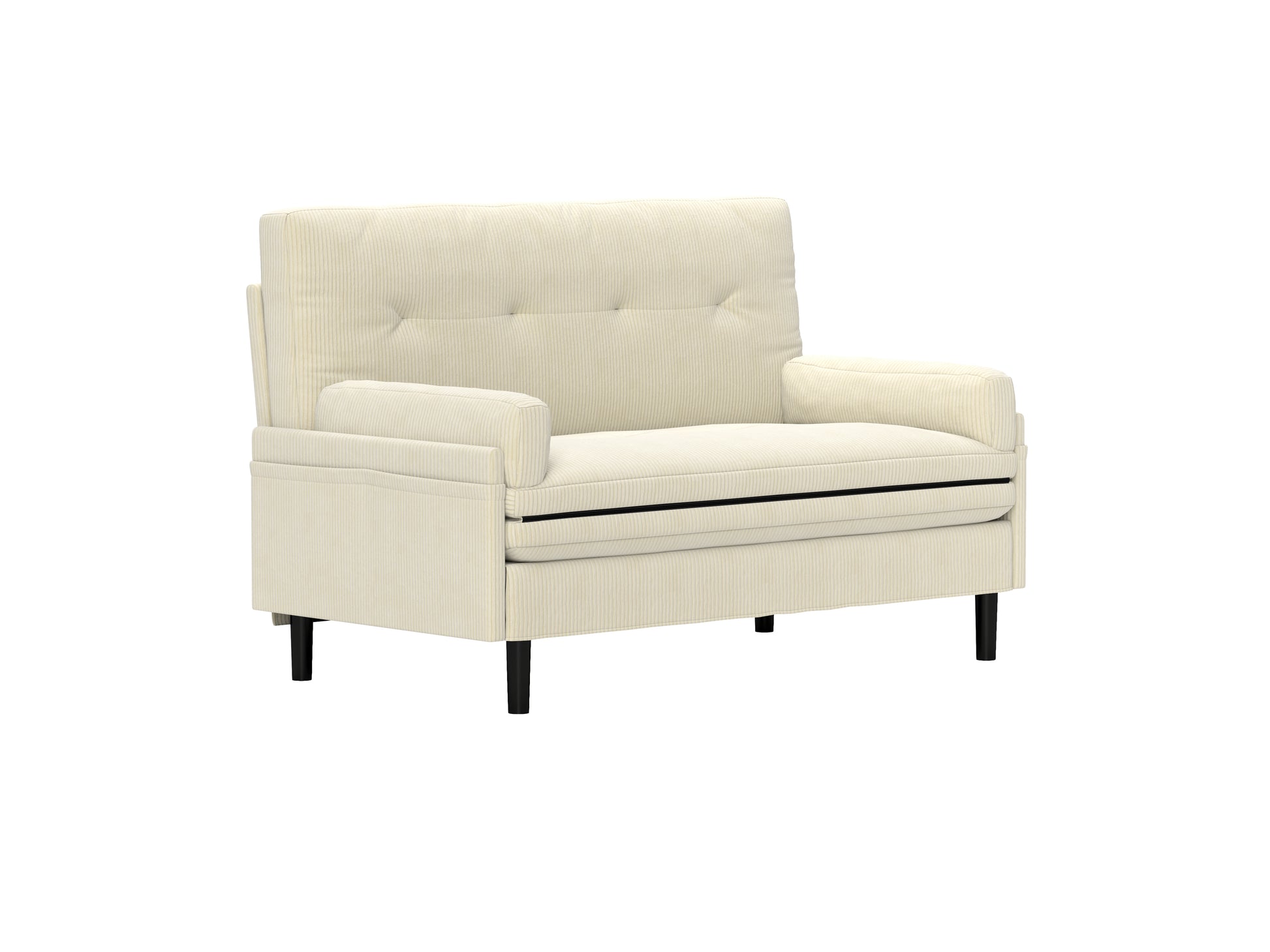 Ivory Corduroy Loveseat, Convertible Lounge Chair And Bed Ivory Velvet Metal Primary Living Space Medium Soft Loose Back Pillow Top Arms Foam Fabric Metal 2 Seat