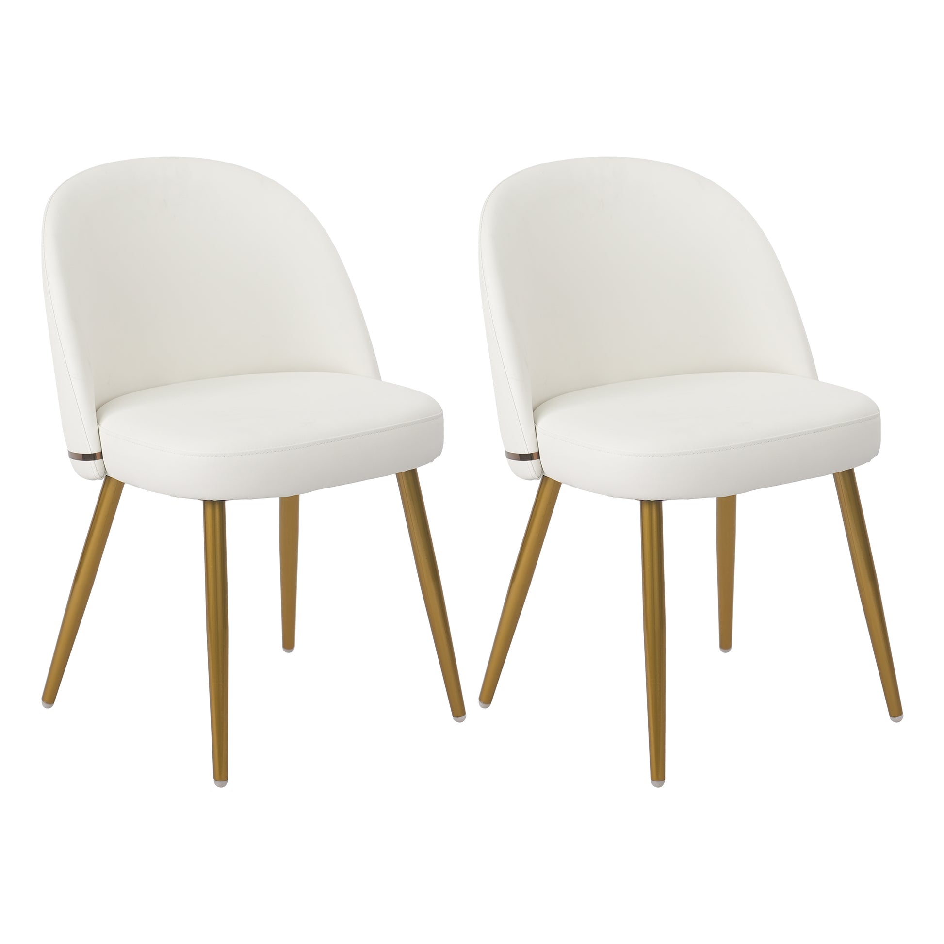 Hengming Pu Dining Chair, Metal Leg Without Armrest, Suitable For Dining Room, Living Room, Kitchen,Set Of 2 White Pu