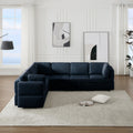 L Shaped Modular Sectional Corner Sofa Couch, 6 Seat Modular Sectional Sofa With Chaise For Living Room, Adjustable Arms And Backs Blue Blue Polyester 6 Seat