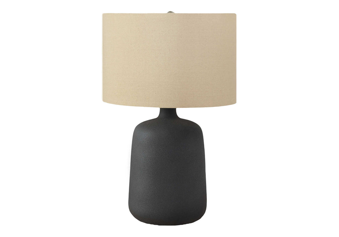 Lighting, 24"H, Table Lamp, Black Ceramic, Beige Shade, Contemporary Black Ceramic