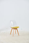 Wood Leg And Transparent Back Chair,Set Of 4,Dining Chair,Coffee Chair Transparent Wood Plastic