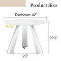 A 42 Inch Stainless Steel Leg Round Table With A Marble Top Is Suitable For Use By Four Or Six People Warm Grey,White Marble Metal,Sintered Stone