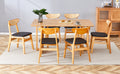 Table And Chair Set, Ancient Style Solid Wood Dining Table, Imitation Rattan Table Legs, Beautiful Simple Solid Wood Dining Chair, Perfect For Dinner, Meetings, Home And Office Decoration Wood Rubber Wood
