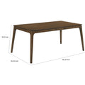 Nick 66 Inch Modern Dining Table, Rubberwood, Angled Legs, Walnut Brown Brown Wood