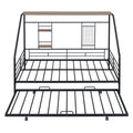 Full Size Metal House Bed With Trundle, Black Full Black Metal