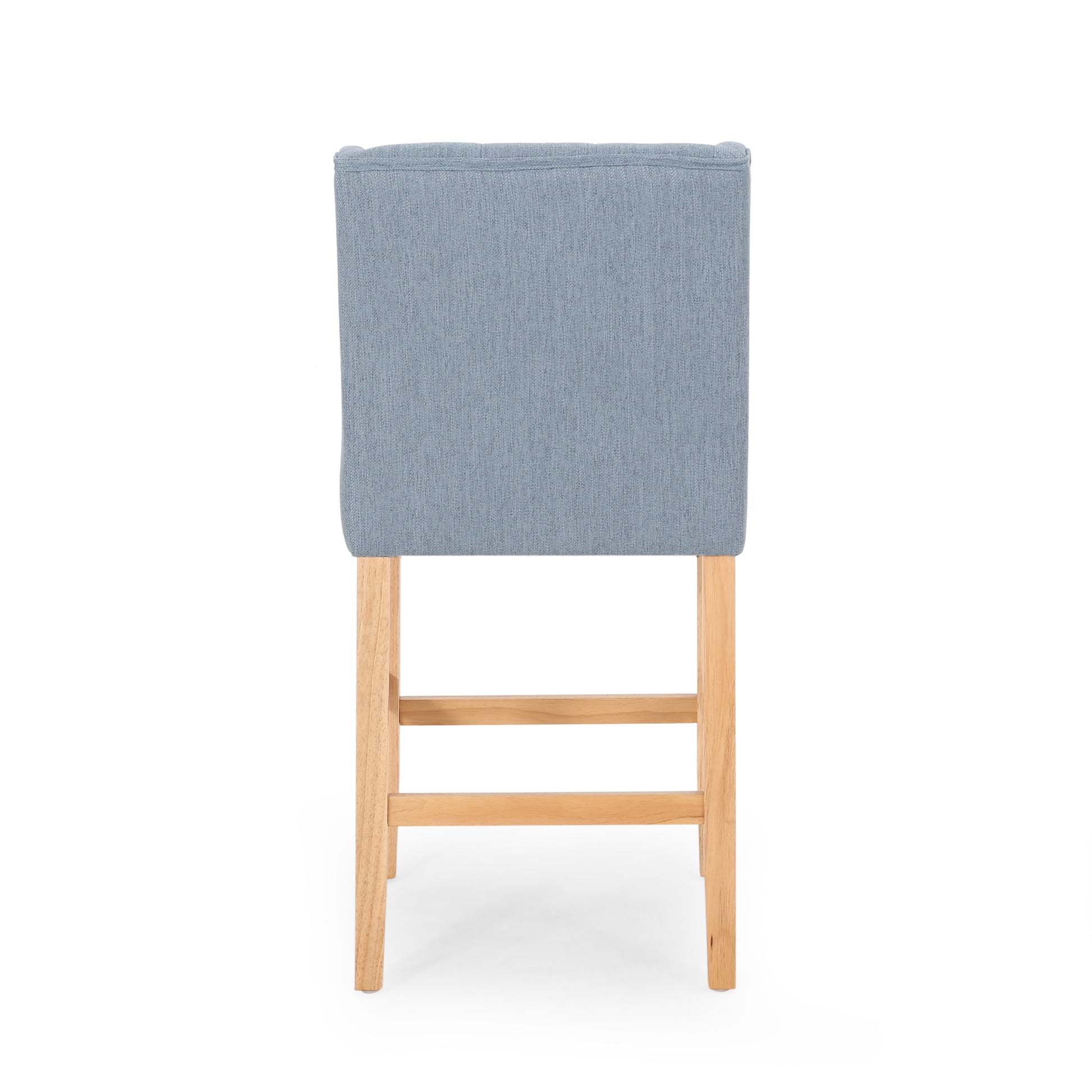 Vienna Contemporary Fabric Tufted Wingback 27 Inch Counter Stools, Set Of 2, Light Blue And Natural Light Blue Natural Fabric