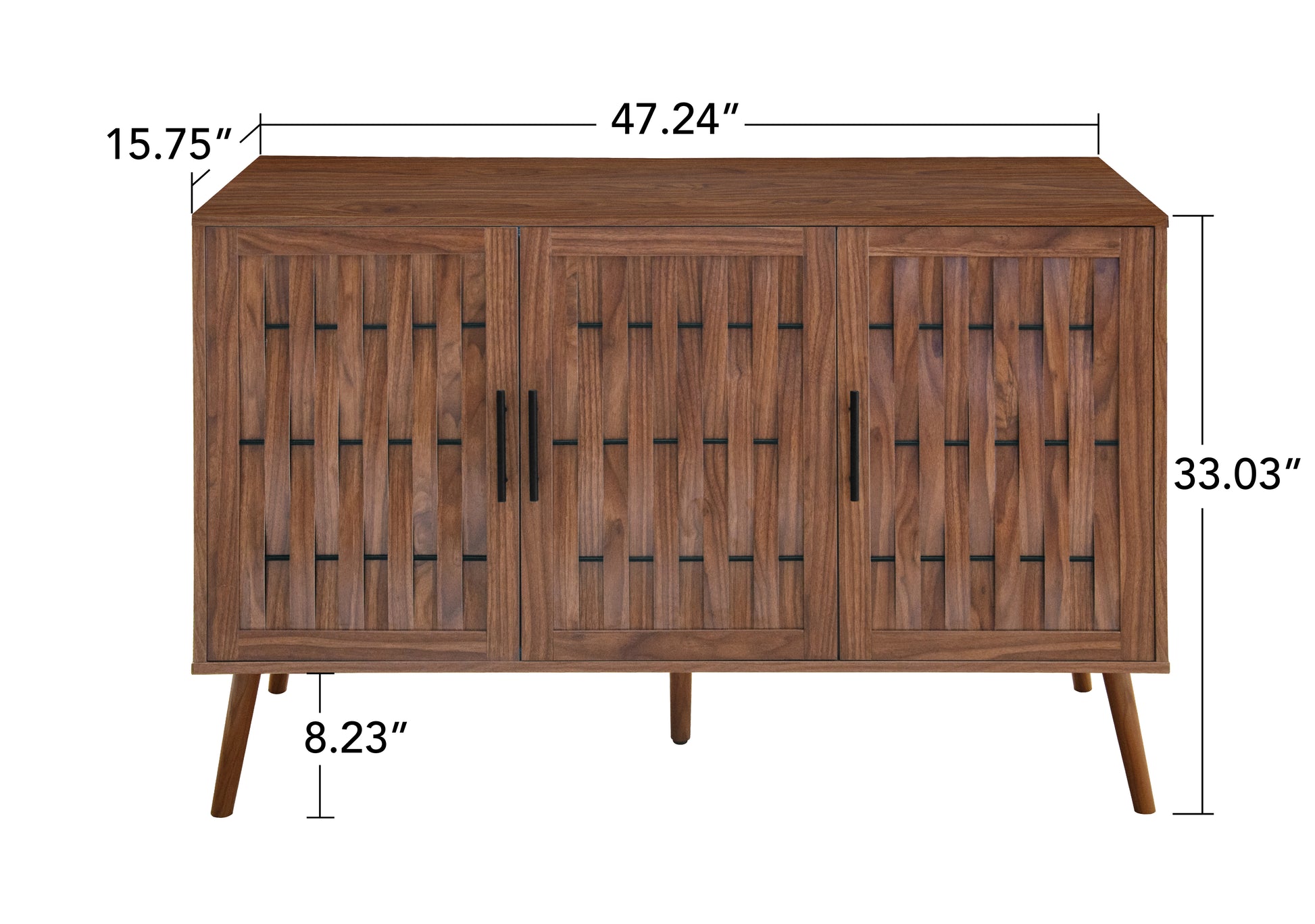 3 Door Cabinet, Accent Storage Cabinet, Suitable For Living Room, Bedroom, Dining Room, Study Walnut Mdf