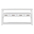62.2'' Modern Console Table Sofa Table For Living Room With 4 Drawers And 2 Shelves White Solid Wood Mdf