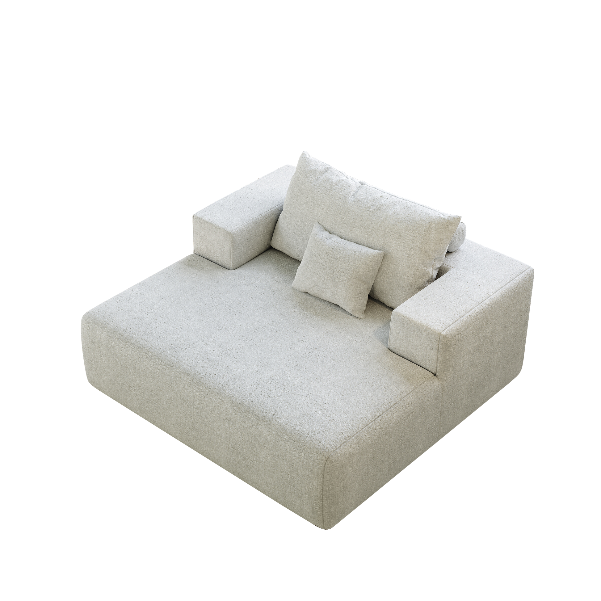 55 Inch Chenille Sponge Sofa Lounge Chair,No Assembly Required,Fluffy Modern Sleeper Chair For Indoor Living Room Bedroom Beige Foam Chenille 1 Seat