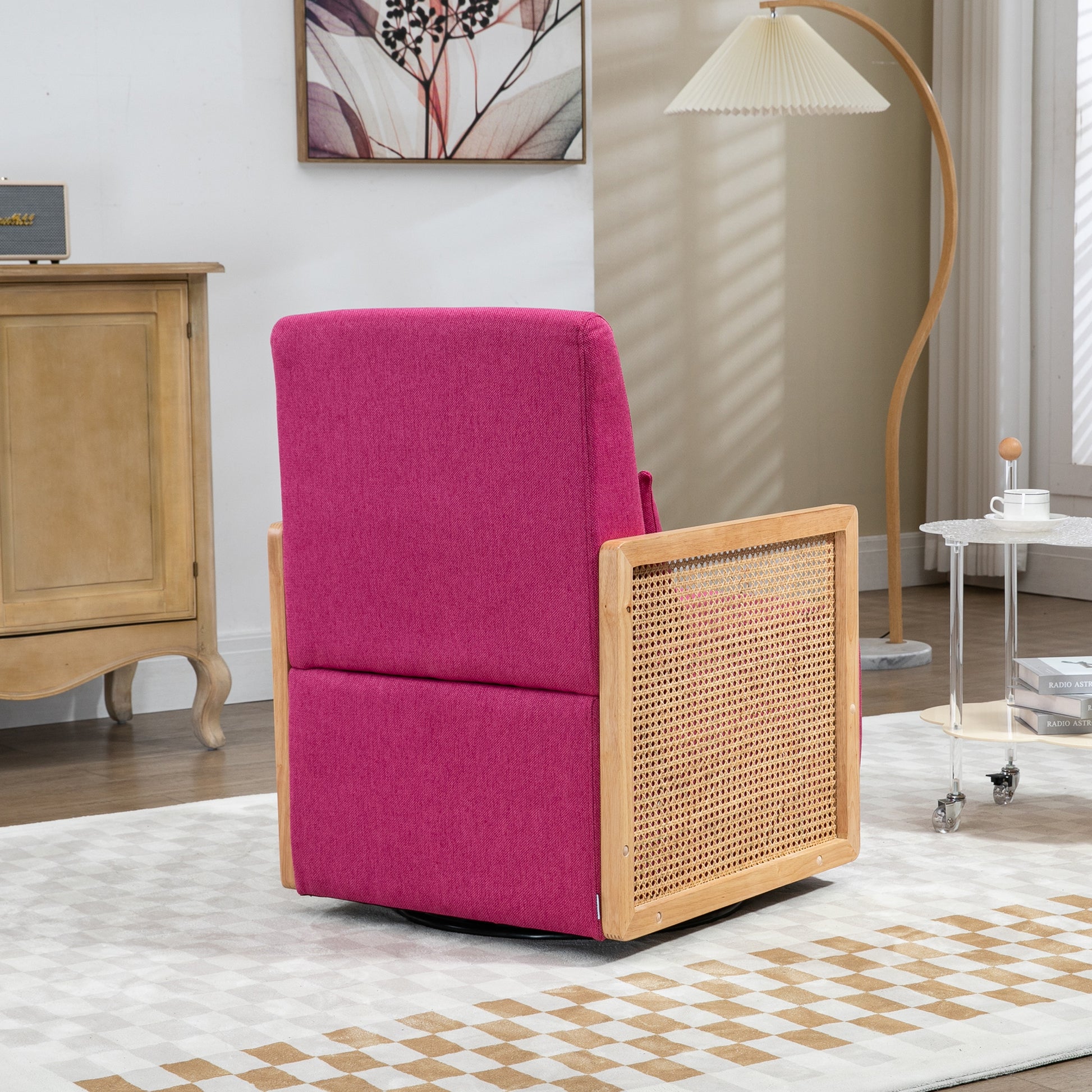 Coolmore 360 Degree Swivel Barrel Club Chair With One Pillow,Modern Comfortable Upholstered Accent Chair,Linen Accent Chair For Living Room,Bedroom Red Rose Linen Rose Red Primary Living Space Modern Foam Linen