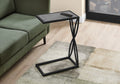 Accent Table, C Shaped, End, Side, Snack, Living Room, Bedroom, Grey Laminate, Black Metal, Contemporary, Modern Grey Metal