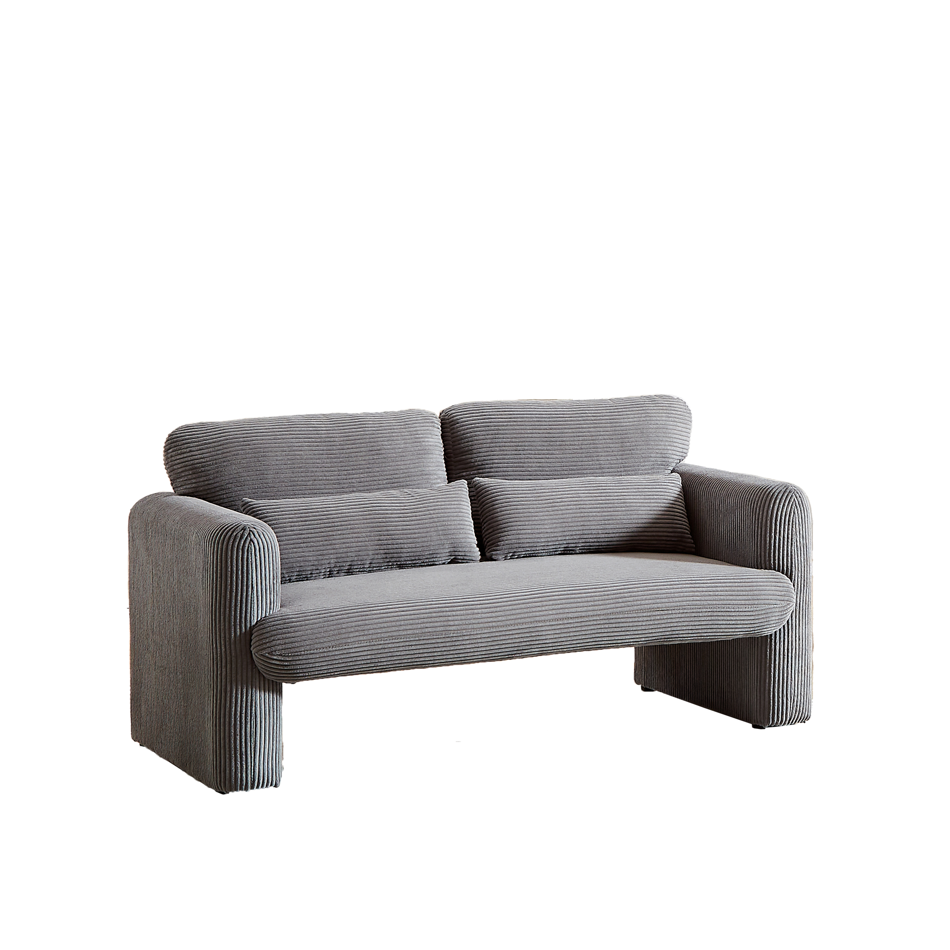 60"Corduroy Fabric Loveseat Sofa With 60"Loveseat Sofa, Modern Sofa With Support Pillow, For Apartment, Office, Living Room & Bedroom Grey Corduroy 2 Seat