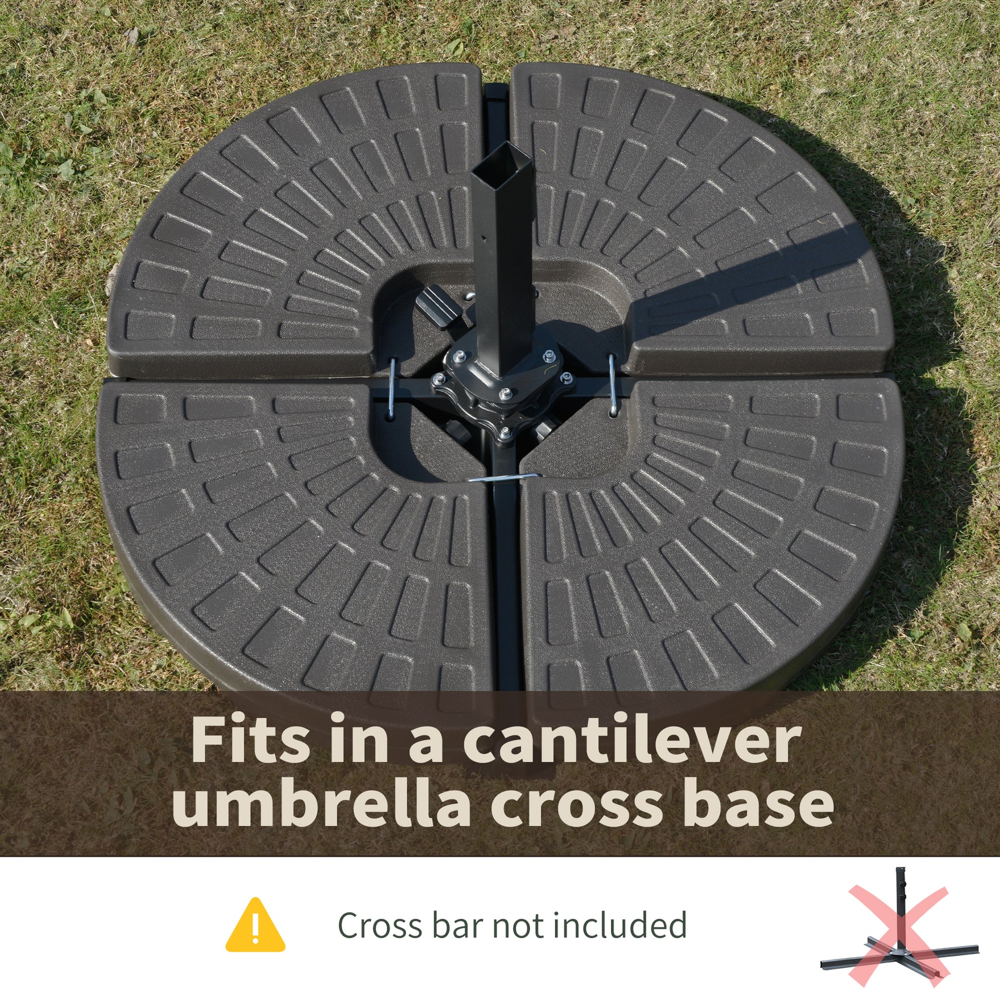 Outsunny 4 Pieces Cantilever Patio Umbrella Base, Fan Shaped Umbrella Weight W Built In Handles & Rugged Material, 148 Lbs Water And 220 Lbs Water And