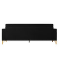 Fx P18 Bk Sofa Luxury Velvet Sofa With Gold Accents Modern 3 Seat Couch With Plush Cushions, Perfect For Living Room And Office Decor Black Velvet 3 Seat