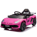 12V Kids Ride On Car W Parents Remote Control,Licensed Lamborghini Aventador Xago,Hydraulic Pressure Door,Slow Start,Early Education,Bluetooth,Adjustable Volume,Mp3,Usb,Led Lights For Kids Aged 2 4. Pink 50 99 Lbs Polypropylene