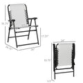 Outsunny Set Of 2 Patio Folding Chairs, Outdoor Bungee Sling Chairs W Armrests, Portable Lawn Chairs For Camping, Garden, Pool, Beach, Backyard, Cream White White Steel