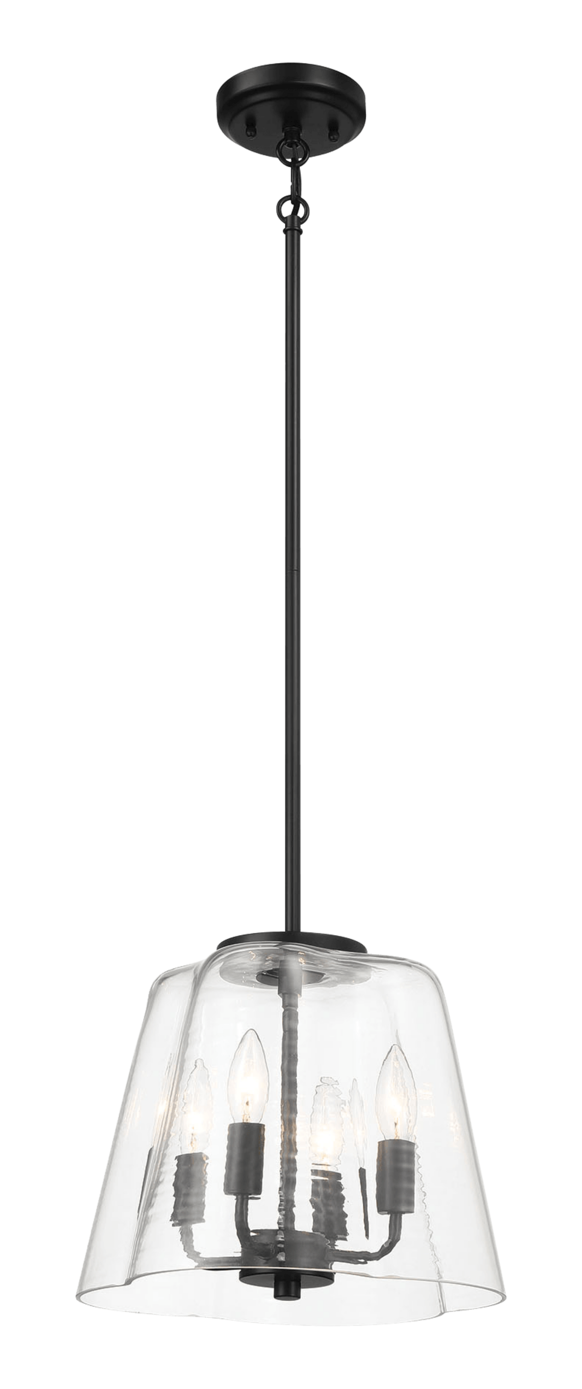 Soiree Four Candle Lights Pendant With Clear Glass Black Finish Black,Clear Ceiling Lights Glass,Metal