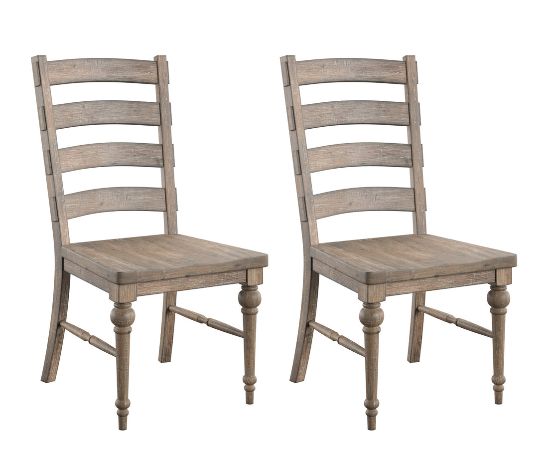 Ludin Taupe Ladderback Dining Chairs, Set Of 2 Taupe Solid Wood