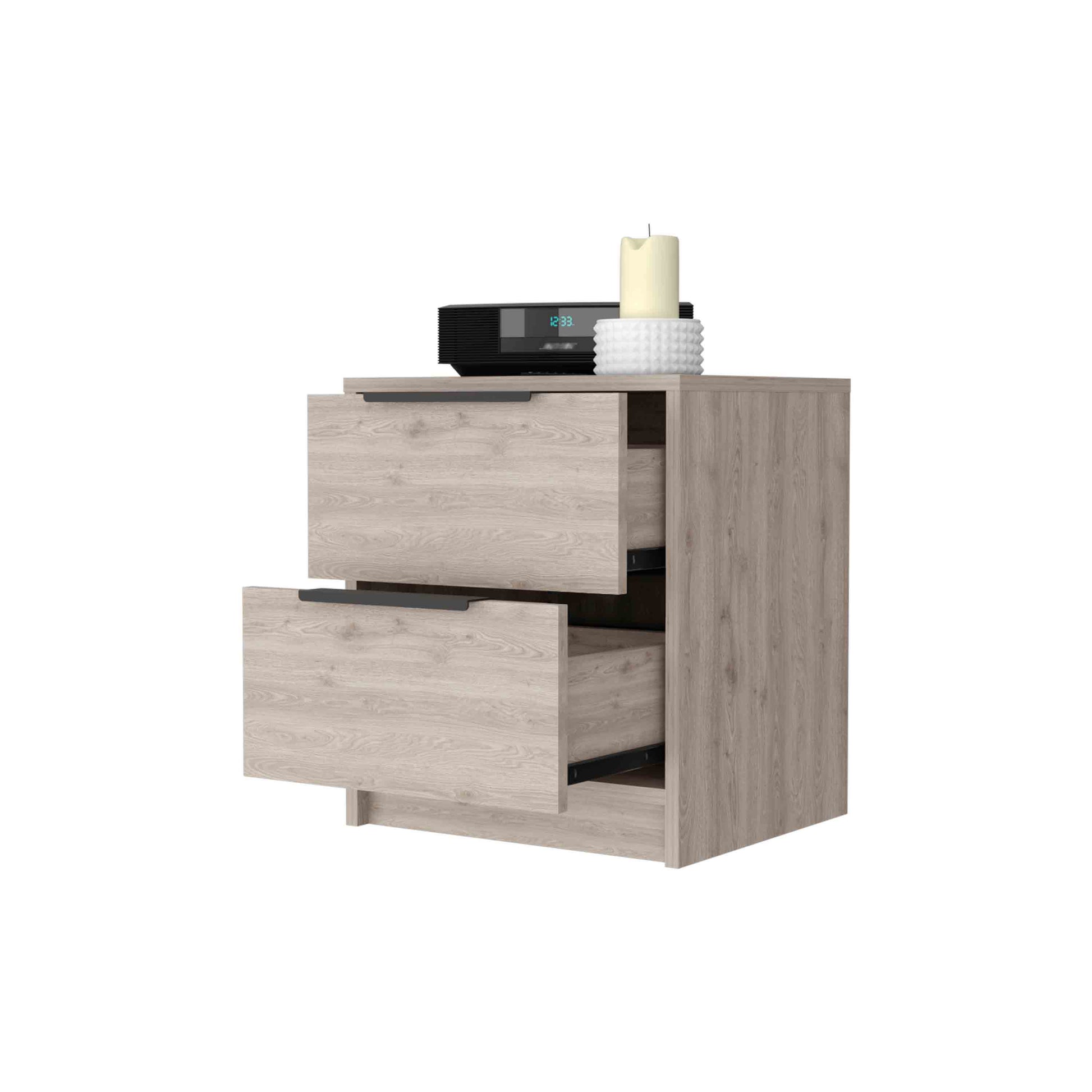 Washington Nightstand, Two Large Drawers Beige 2 Drawers Bedroom Rectangle Modern Shelf Mdf Engineered Wood