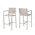 Aluminium Bar Stool With Outdoor Mesh Silver Aluminium