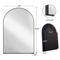 24X36 Inch Arched Recessed Medicine Cabinet, Metal Framed Bathroom Wall Cabinet With Mirror And Adjustable Shelves, Wall Mirror With Storage For Bathroom, Matte Black Matte Black 2 Adjustable Shelves Bathroom Wall Mounted Metal