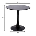 Black Round Table, Modern Dining Table, Mdf Top And Steel Base Tulip Round Kitchen Table, Mid Century Coffee Table For Living Room 24 Inch Black Mdf Metal