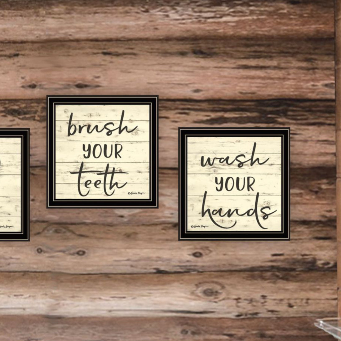 "Bathroom Commands" Framed Wall Art For Bathroom, Wall Art Print For Home Decor, Bathroom Wall Art By Susie Boyer Multicolor Wood Paper