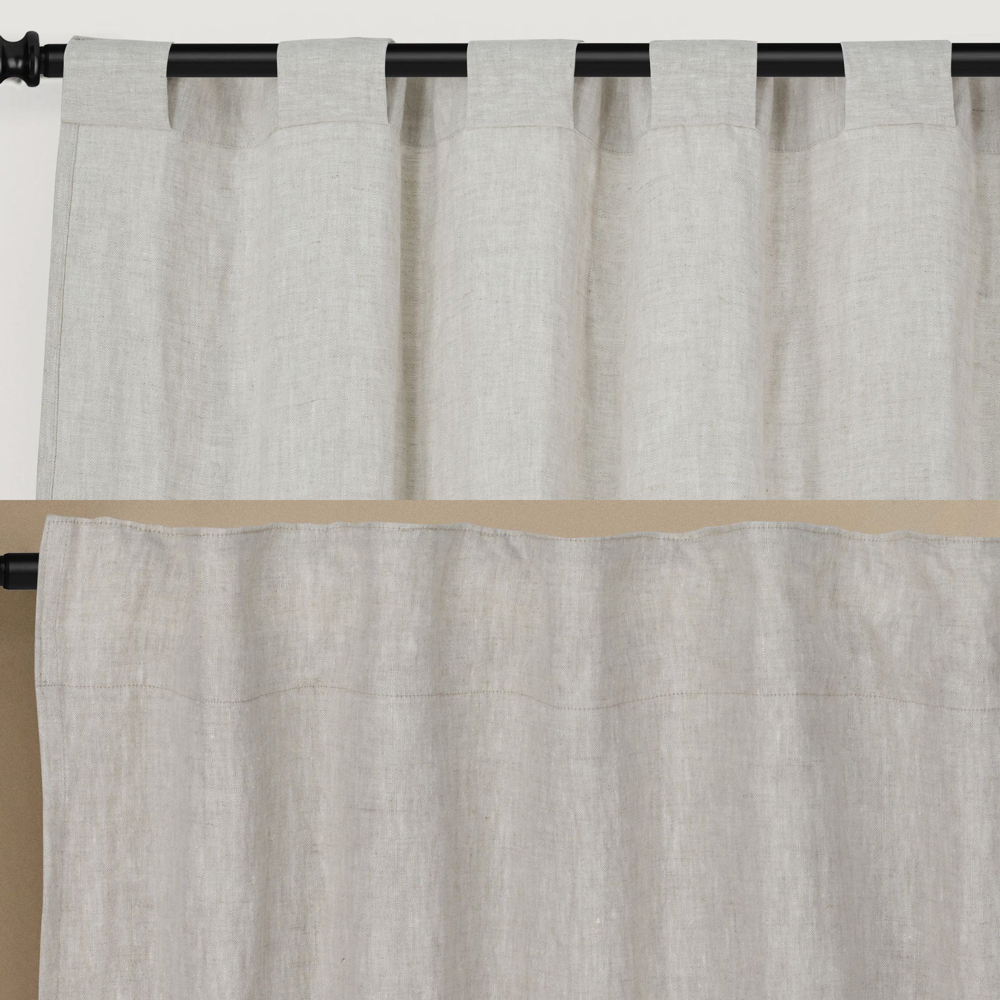Newport Unlined Window Curtains For Bedroom, Linen Curtains For Living Room, 96 Inches Long Curtains For Living Room, Greige Greige Linen