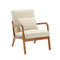Coolmore Modern Accent Chair, Solid Wood Padding Lounge Armchairs With One Pillow For Living Room, Bedroom, Guest Room Beige Beige Brown Primary Living Space Modern Rubberwood Foam Velvet