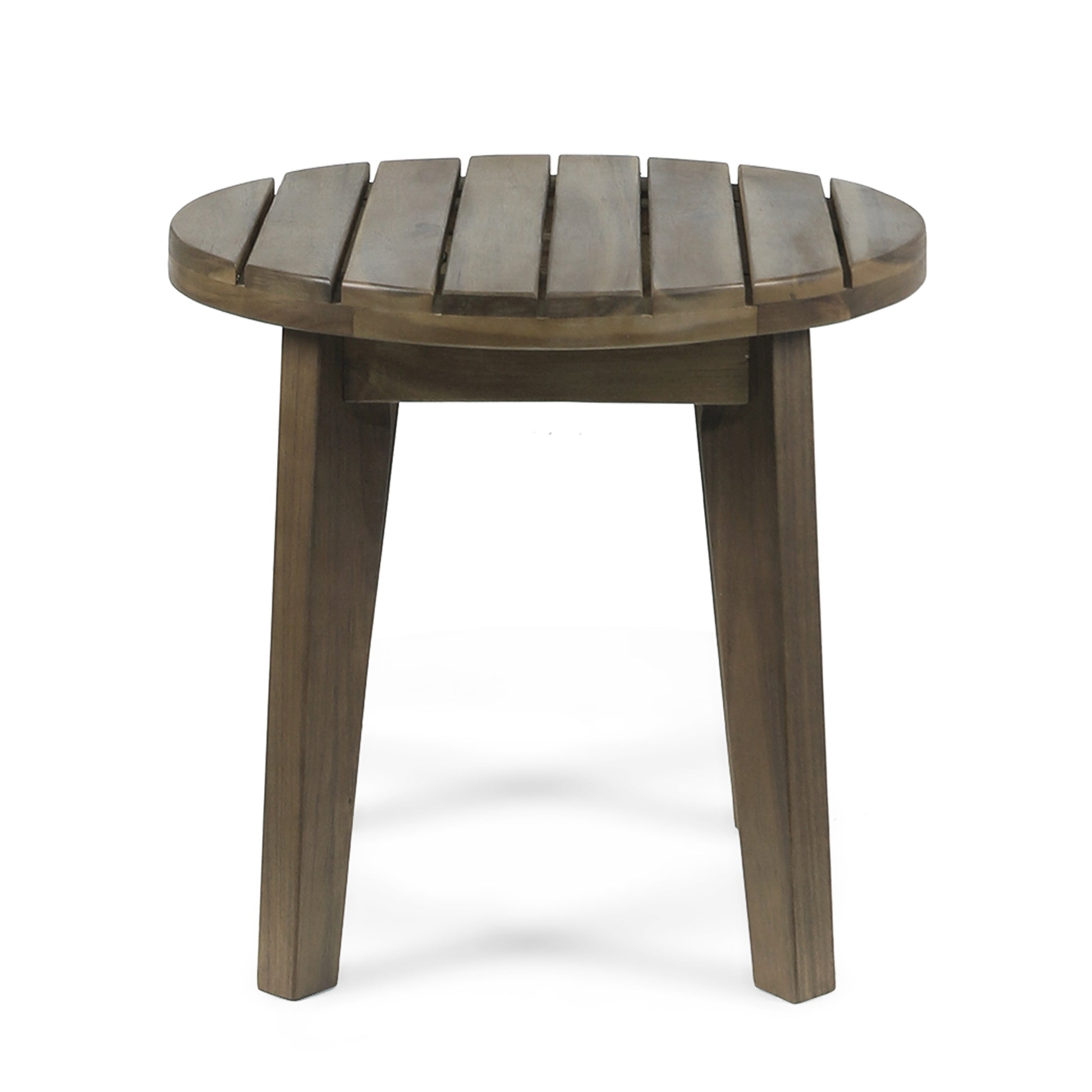 Outdoor 16" Acacia Wood Side Table, Gray Finish Grey Acacia Wood