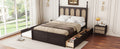Queen Size Rattan Platform Bed With With 2 Big Drawers, T Size Trundle, Espresso Queen Espresso Plywood