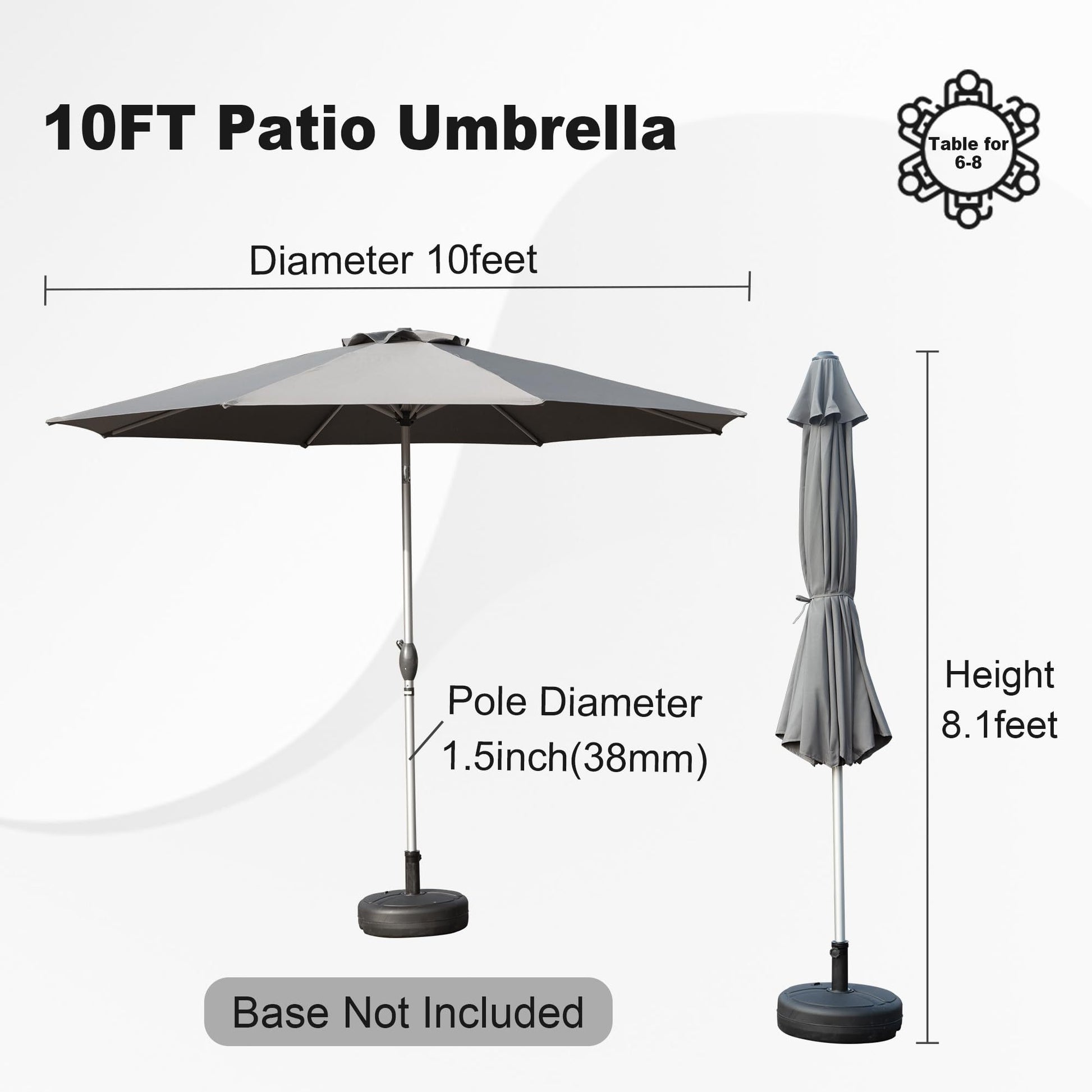 10Ft Patio Umbrella, Outdoor Table Umbrella With Push Button Tilt And Crank, Uv Protection Waterproof Market Sun Umbrella With 8 Sturdy Ribs For 10Ft Patio Umbrella, Outdoor Table Umbrella With Push Button Tilt And Crank, Uv Protection Waterproof Market Sun Umbrella With 8 Sturdy Ribs For
