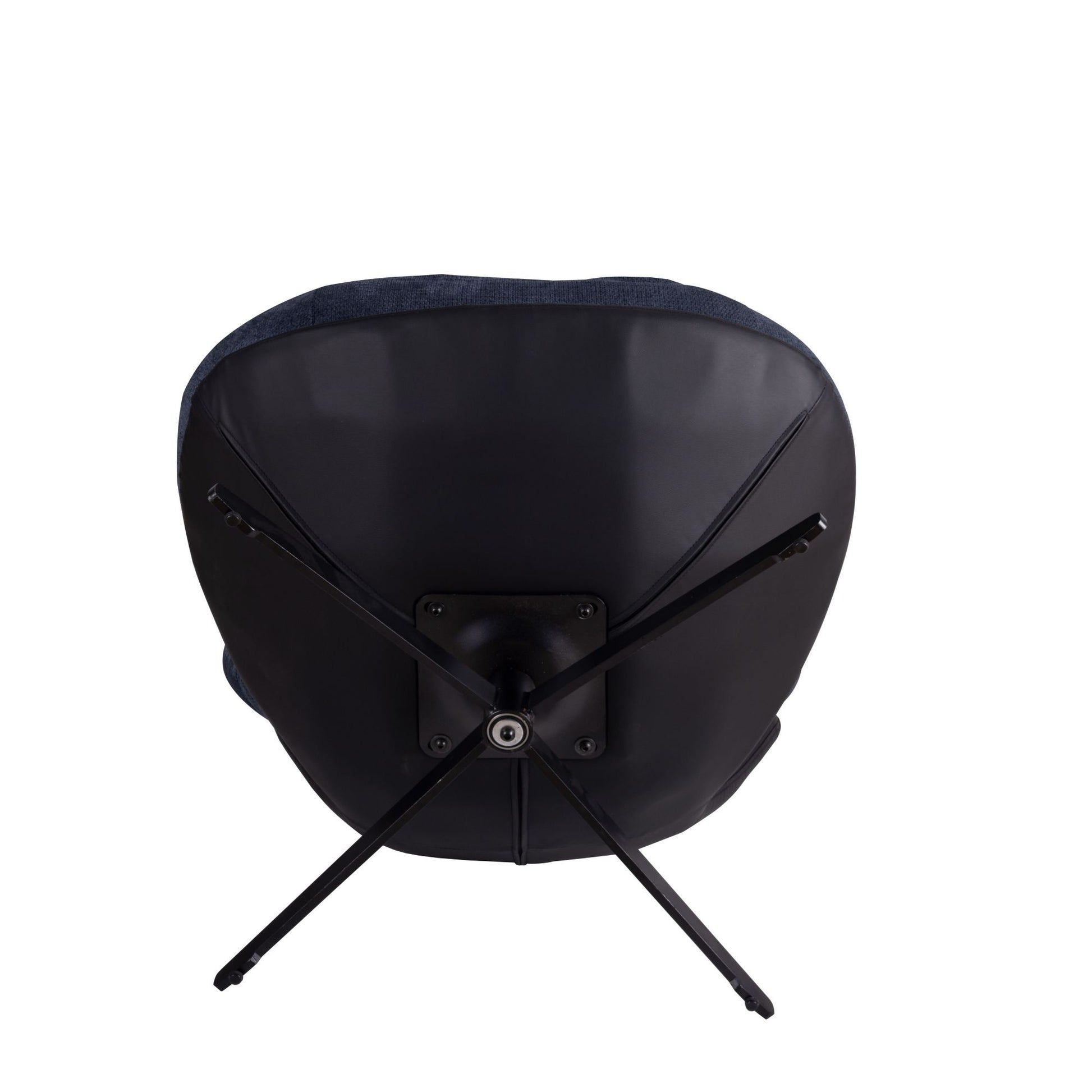 360 Swivel Accent Chair, Modern Chenille Lounge Chair With Faux Leather And Black Metal Base Frame, Comfortable Reading Chair For Small Spaces, Living Room, Bedroom, Reading Corner, Office, Navy Blue Black,Navy Blue Brown Primary Living Space American