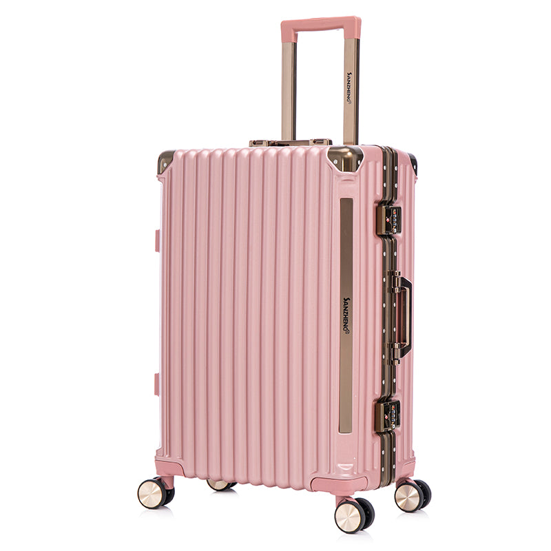 Luggage Sets20 24 28 Inch Three Model Set, Stylish Suitcase With Aluminum Frame Password Lock, Suitable For Travel Suitcases And Suitcases Rose Gold Aluminum,Pc