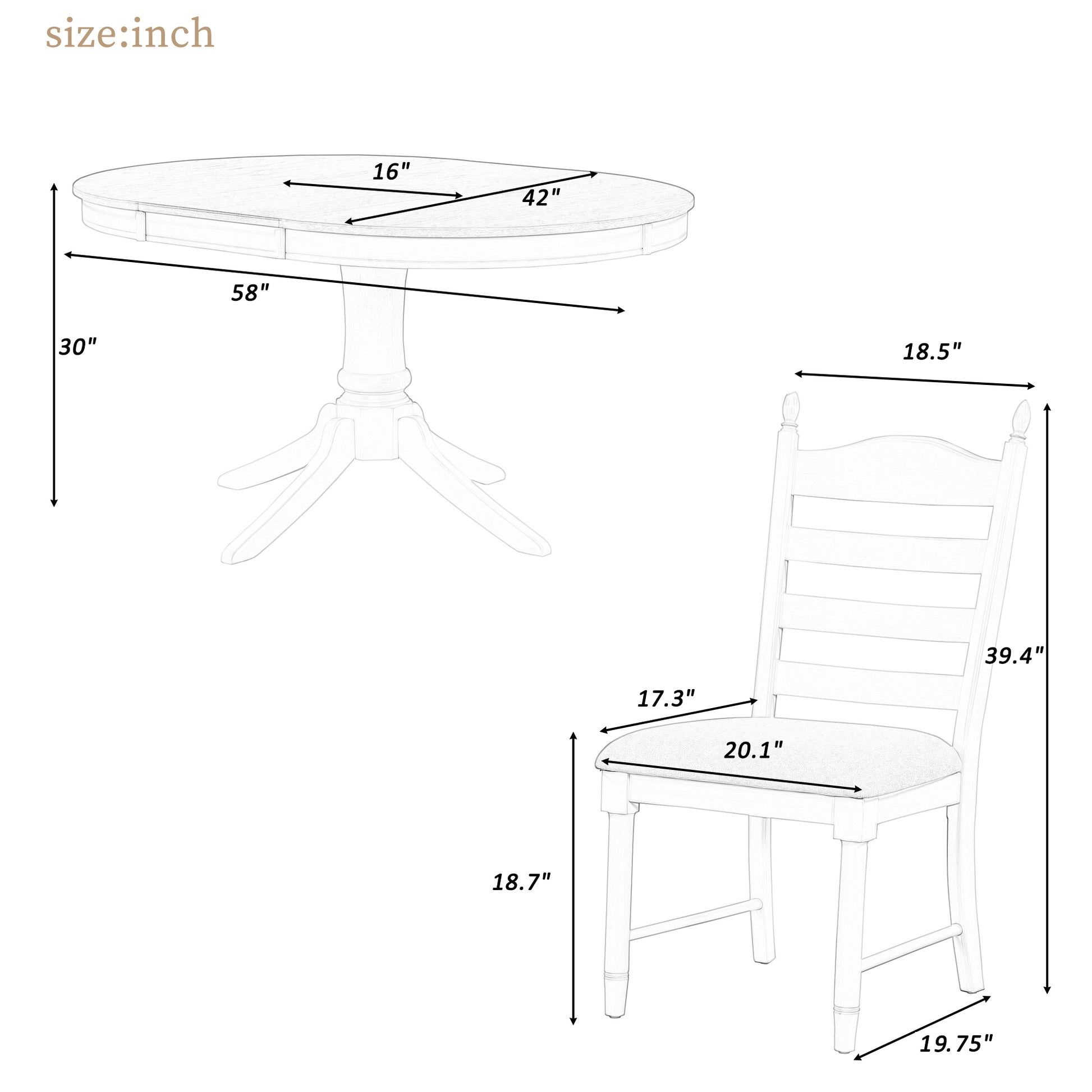 5 Piece Retro Functional Dining Table Set Wood Round Extendable Dining Table And 4 Upholstered Dining Chairs Off White Off White Solid Wood