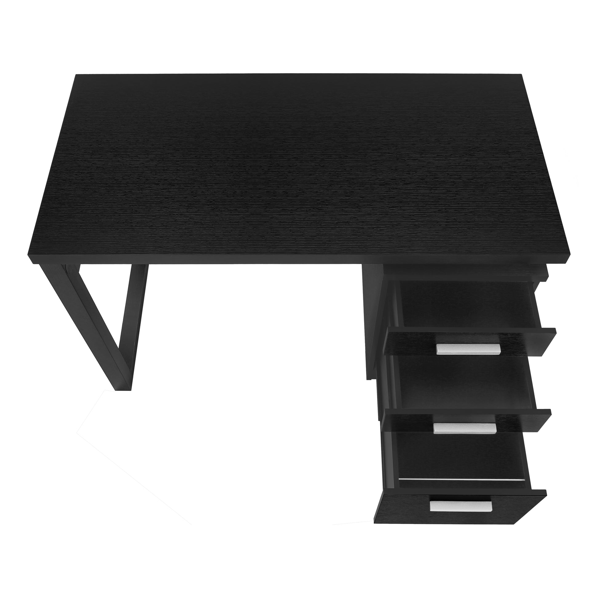 Computer Desk, Home Office, Laptop, Left, Right Set Up, Storage Drawers, 48"L, Work, Black Laminate, Contemporary, Modern Black Particle Board