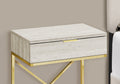 Accent Table, Side, End, Nightstand, Lamp, Storage Drawer, Living Room, Bedroom, Beige Marble Look Laminate, Gold Metal, Contemporary, Modern Beige Particle Board