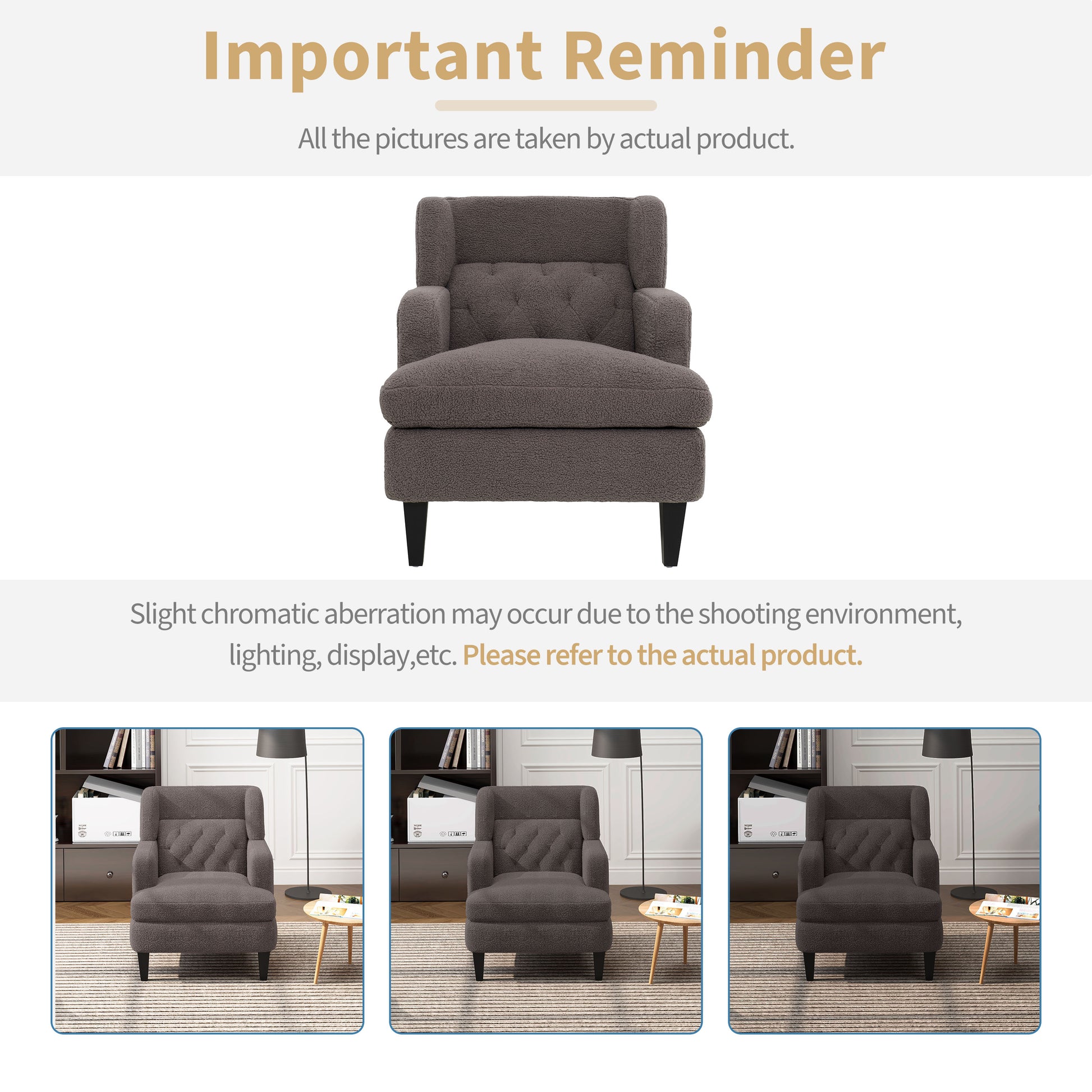 Upholstered Accent Chair Tufted Armchair For Living Room And Bedroom, Russet Brown Brown Birch Foam Teddy