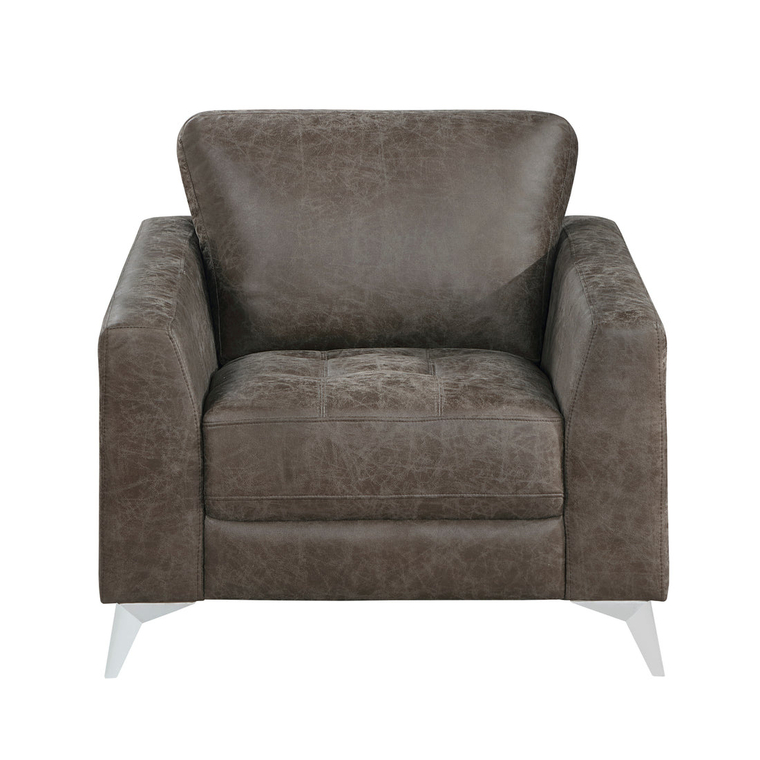 Brownish Gray Polished Microfiber Upholstery Elegant Modern Style Chair 1Pc Solid Wood Living Room Furniture Metal Legs Brown Primary Living Space Modern Solid Wood