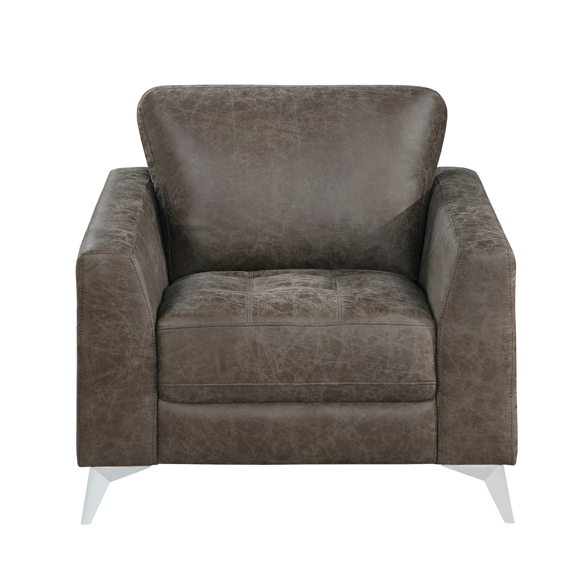 Brownish Gray Polished Microfiber Upholstery Elegant Modern Style Chair 1Pc Solid Wood Living Room Furniture Metal Legs Brown Primary Living Space Modern Solid Wood